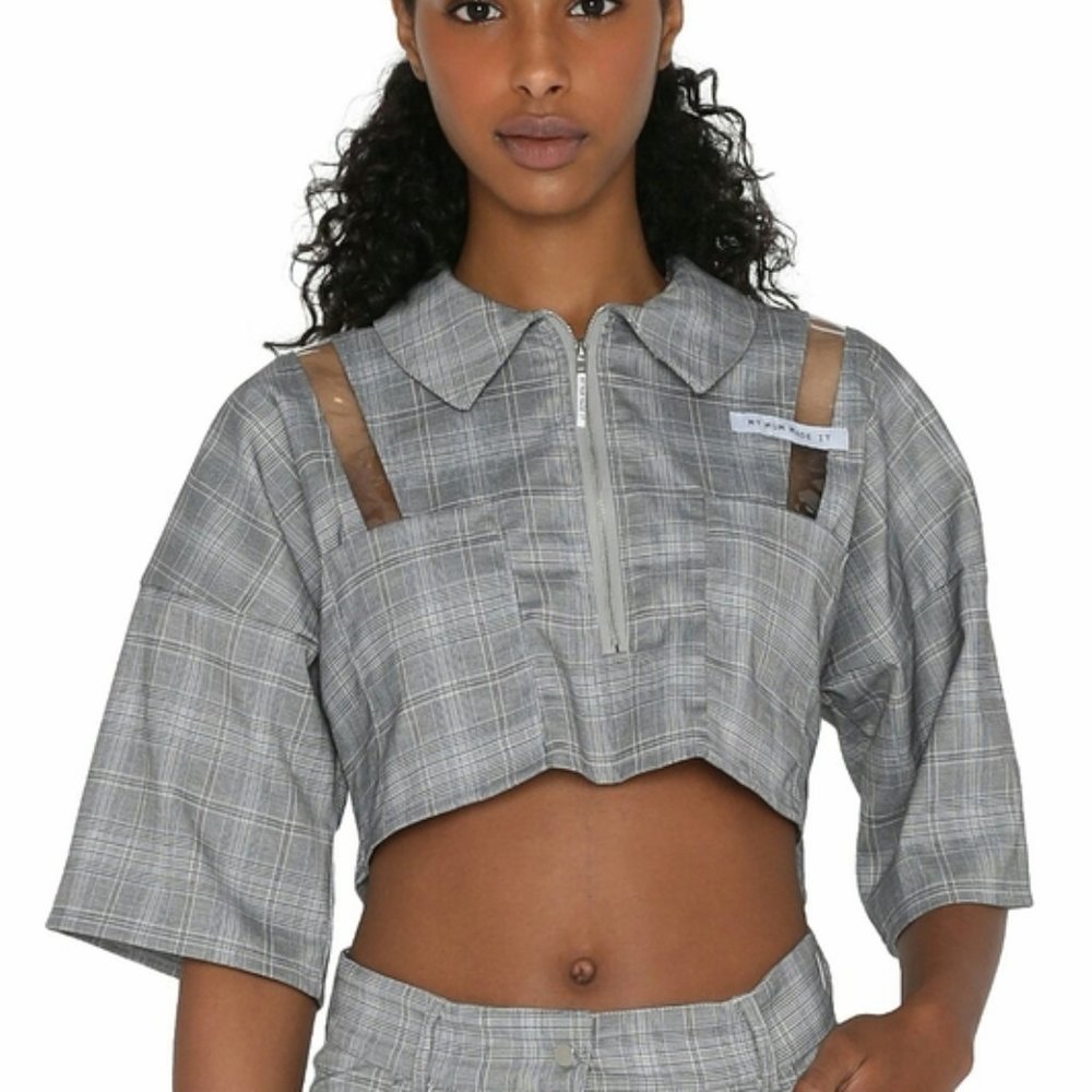 My Mum Made It Grey PVC Crop Top